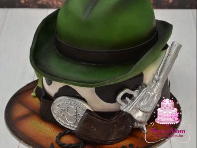 Cowboy torta zöld kalapos